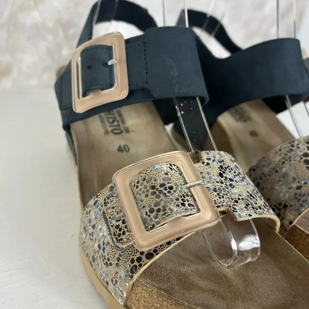 Mephisto Lissia Navy Wedge Comfort Sandal Women's Size 9.5